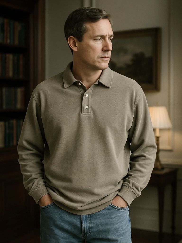 Canyon Mist Long Sleeve Polo Shirt for Men