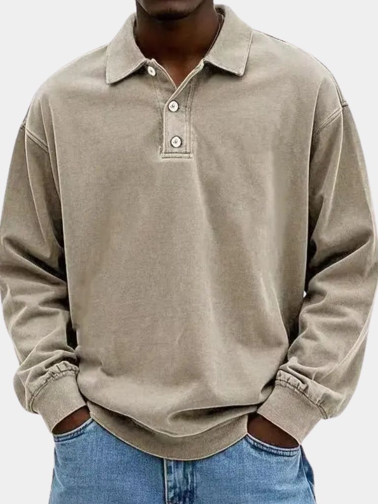 Canyon Mist Long Sleeve Polo Shirt for Men