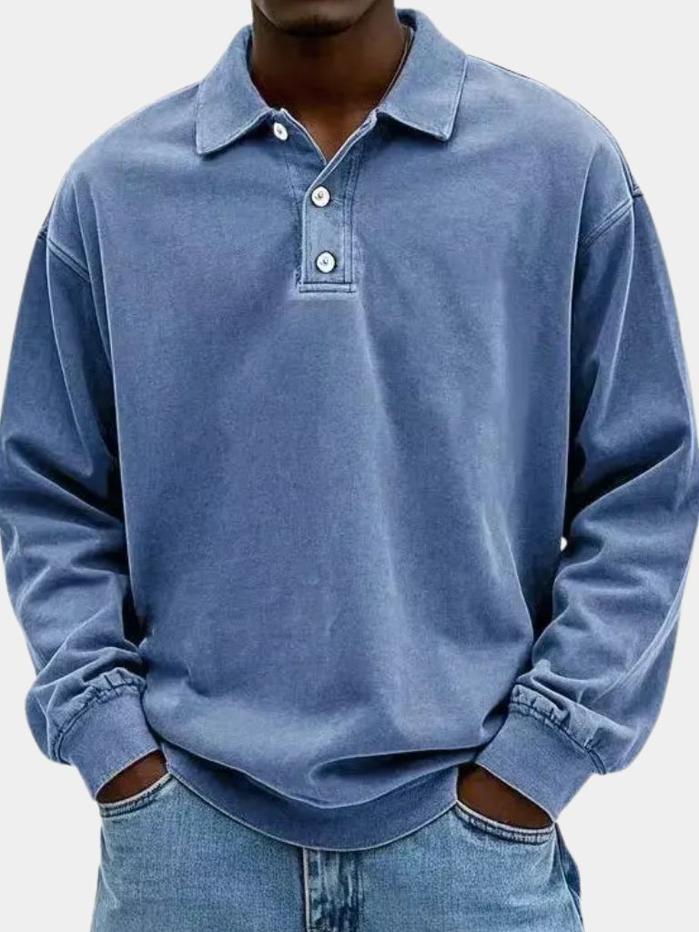 Canyon Mist Long Sleeve Polo Shirt for Men