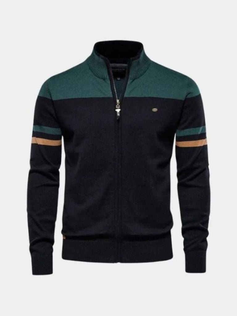 Cardigan Sweater Zipper Standing Collar Knitwear for Men