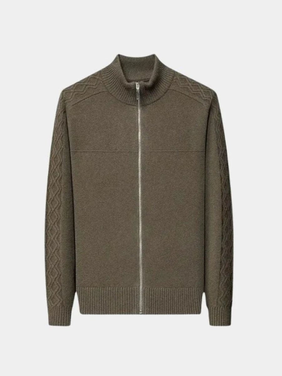 Cashmere Zip Sweater Knit Turtleneck for Men