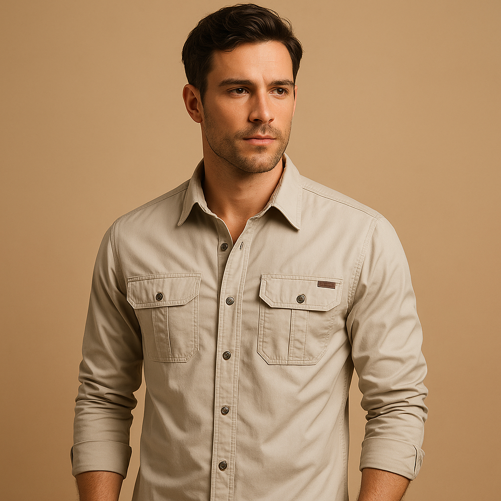 Casual cotton cargo shirt with pockets for men | Mason