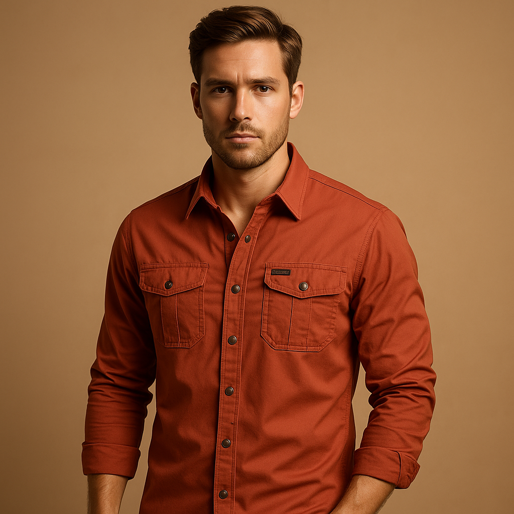 Casual cotton cargo shirt with pockets for men | Mason