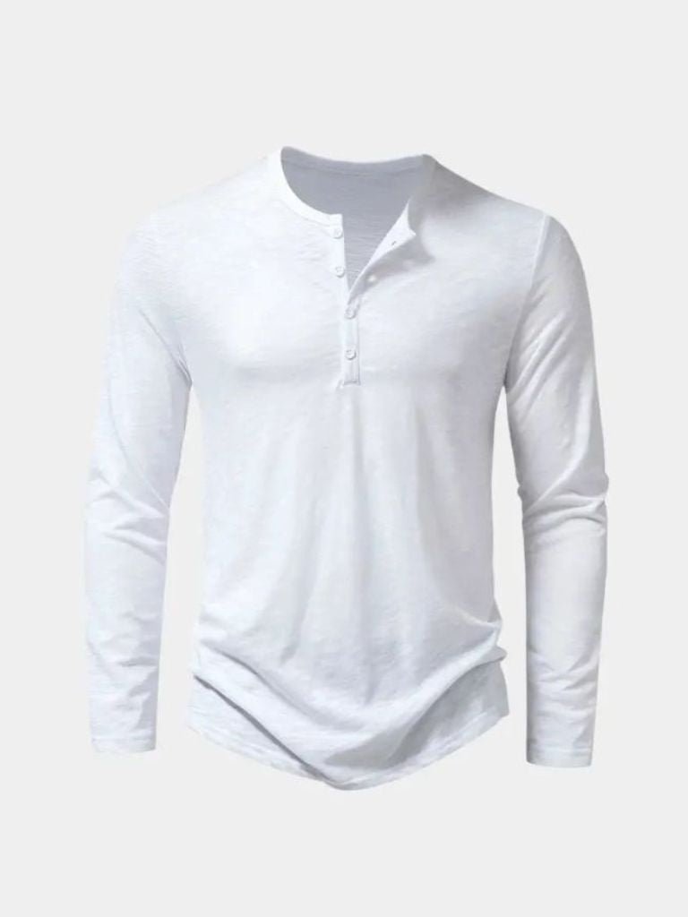 Casual Henley Neck Long Sleeve T-Shirt for Men