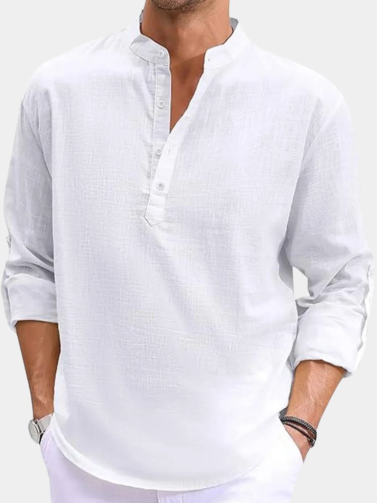 Casual Henley Neck Long Sleeve T-Shirt for Men