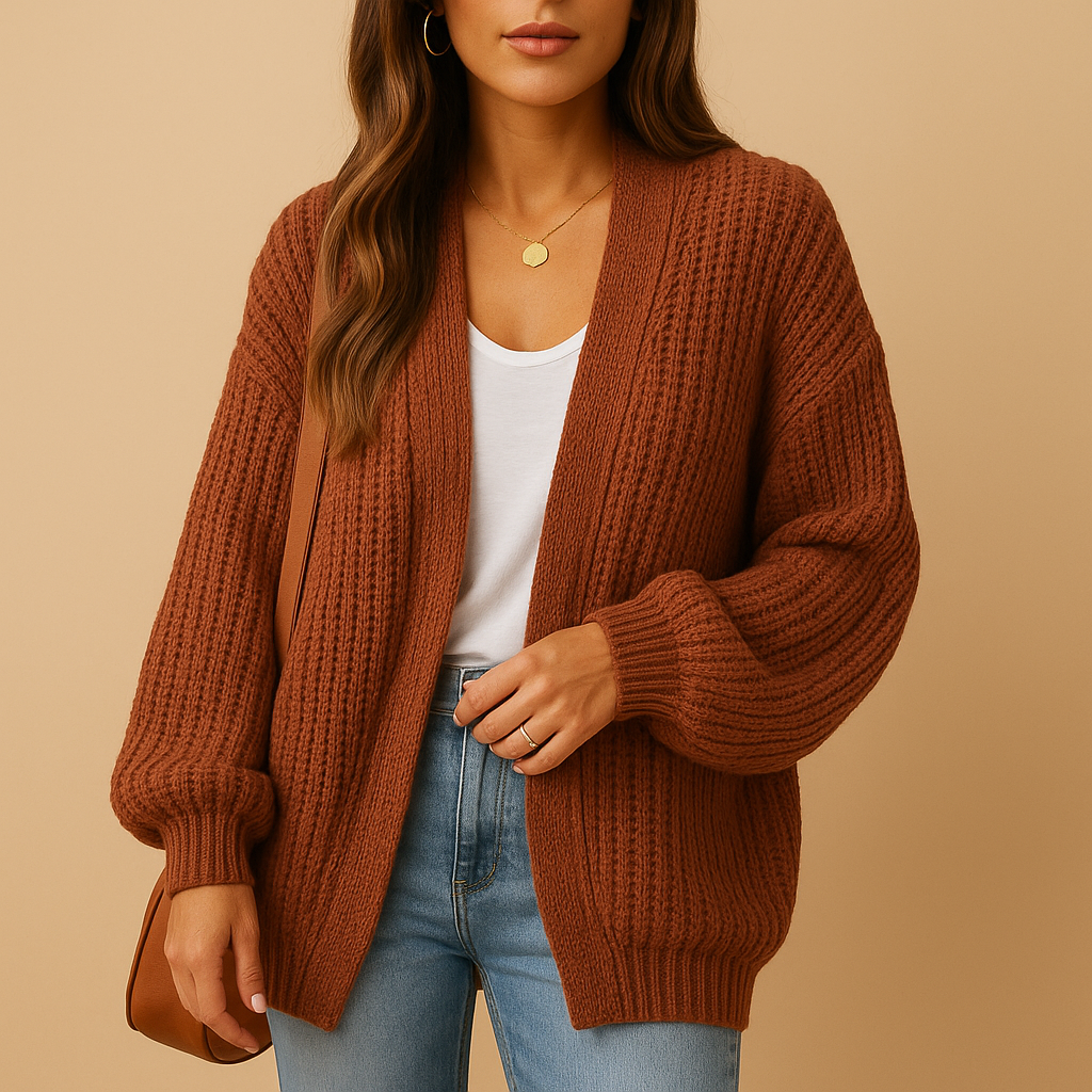 Casual loose-fit knitted cardigan for women | Leppa