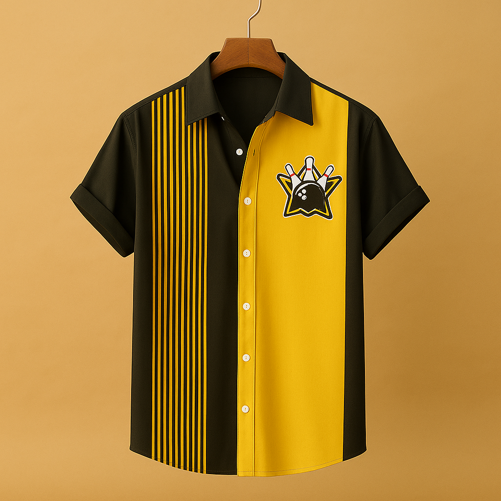 Casual polo shirt with bowling print design for men | Brandon