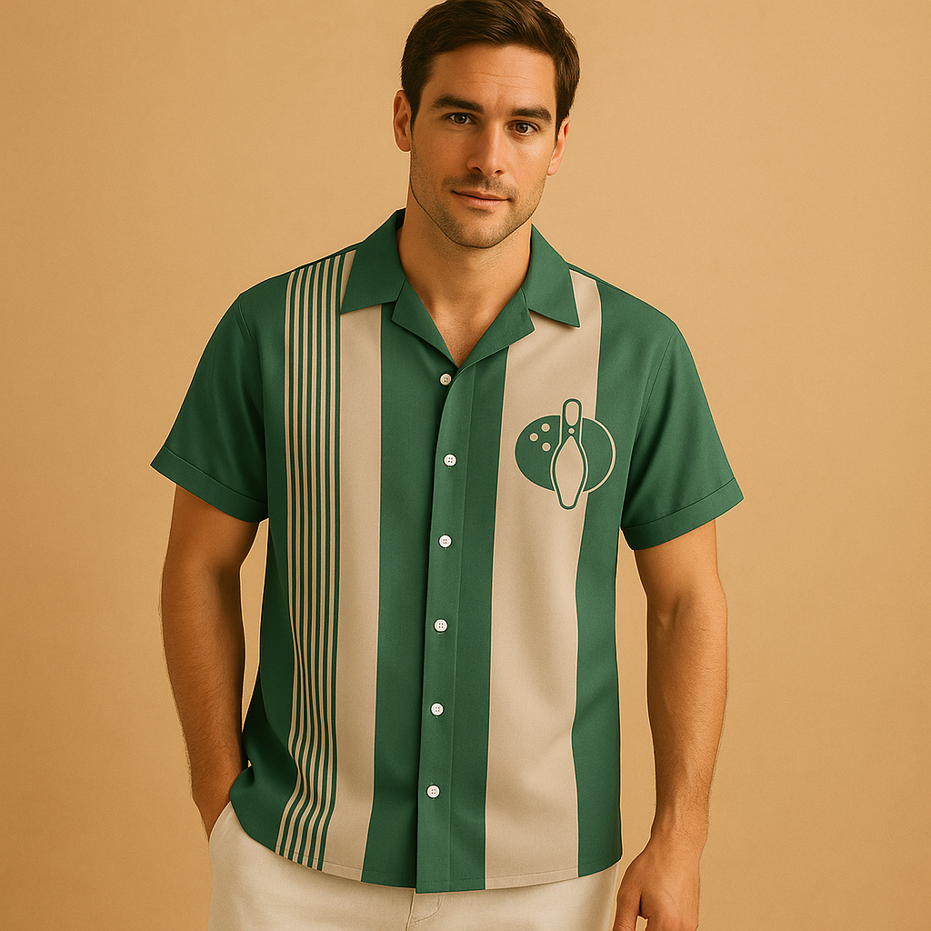 Casual polo shirt with bowling print design for men | Brandon