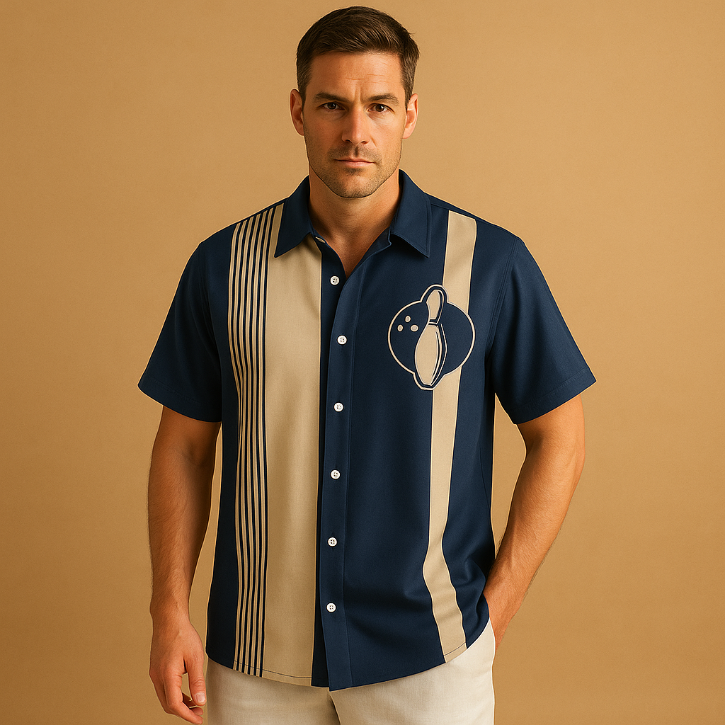 Casual polo shirt with bowling print design for men | Brandon