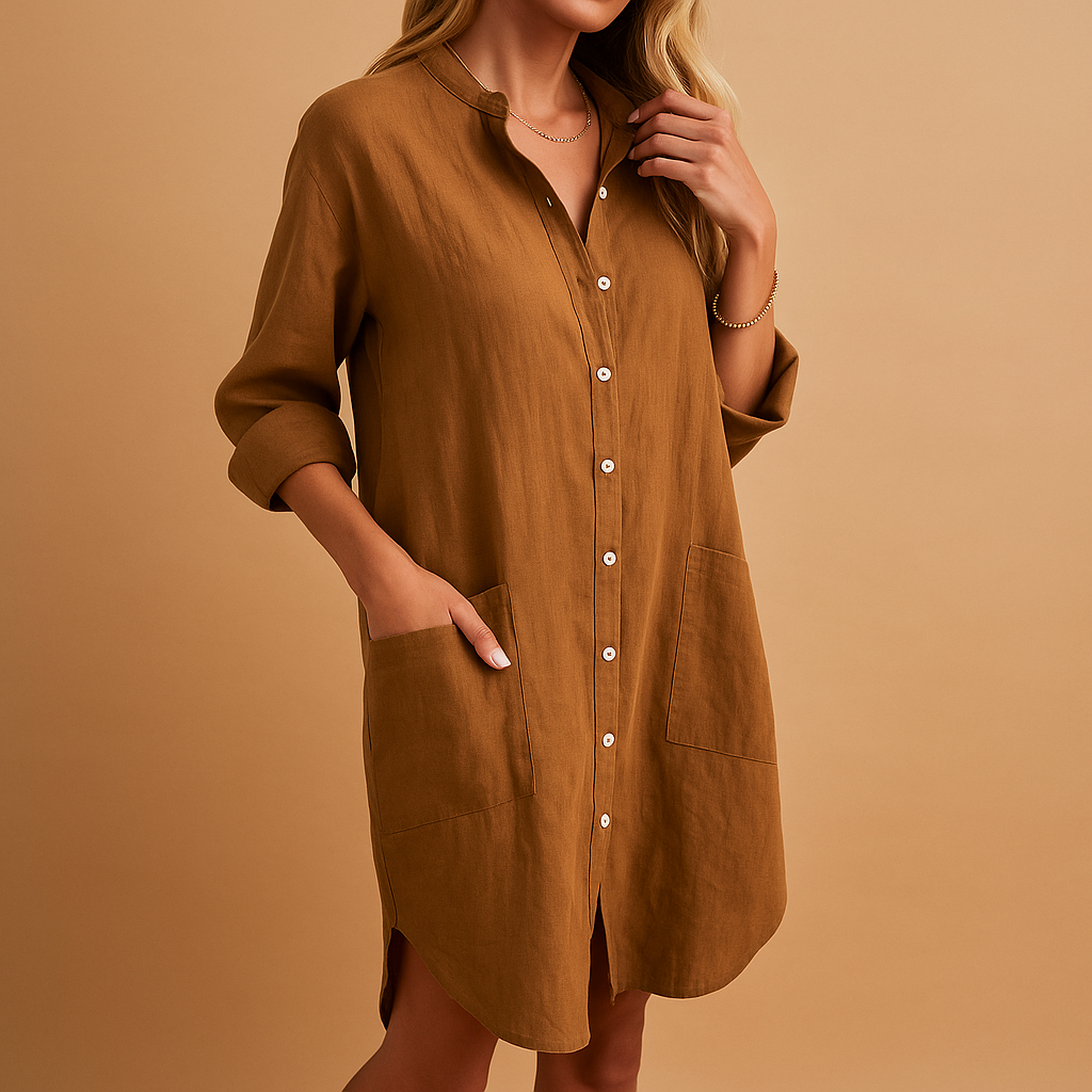 Casual shirt dress with pockets for women | Harper