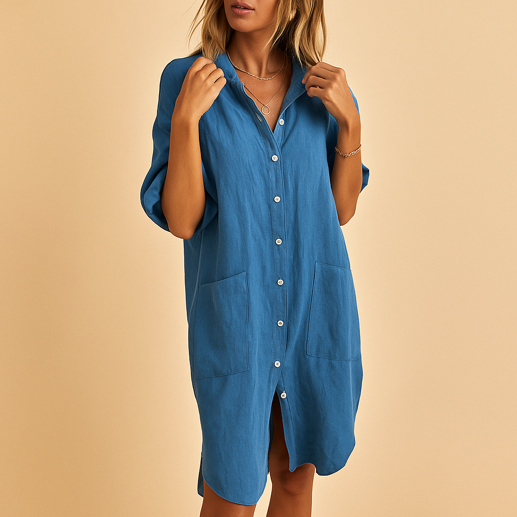 Casual shirt dress with pockets for women | Harper