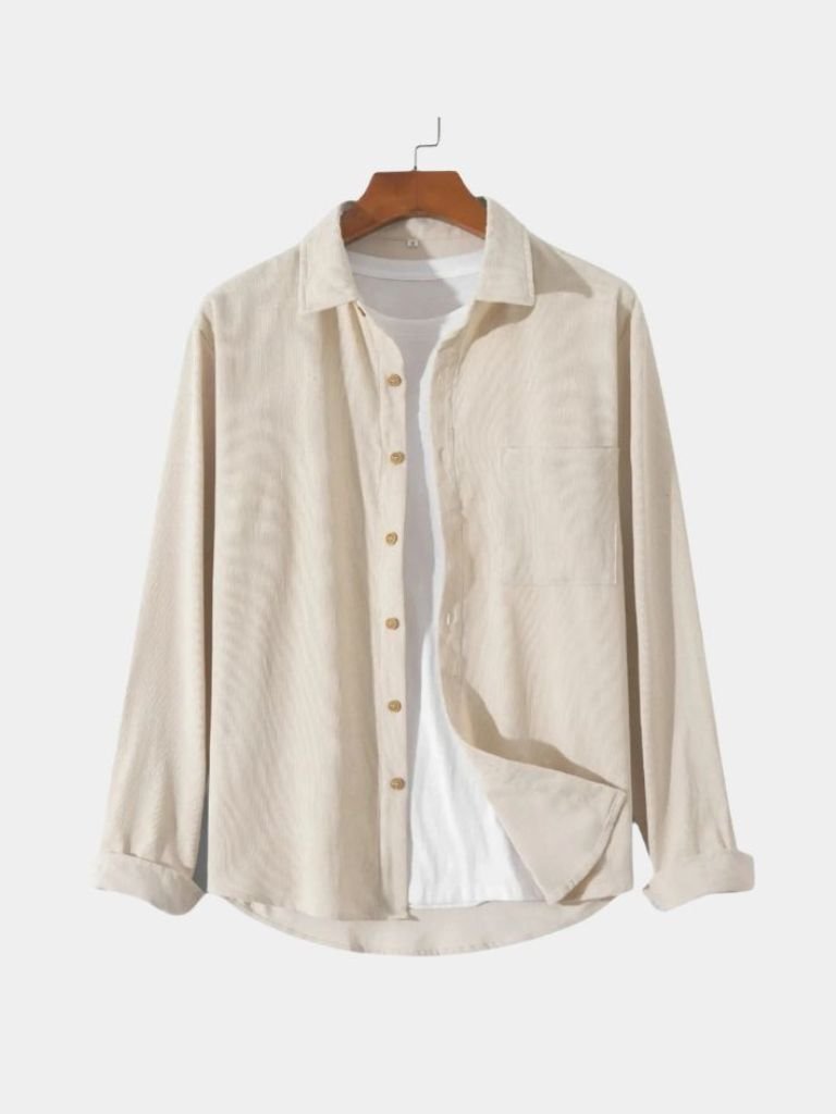 Casual Solid Corduroy Shirt for Men