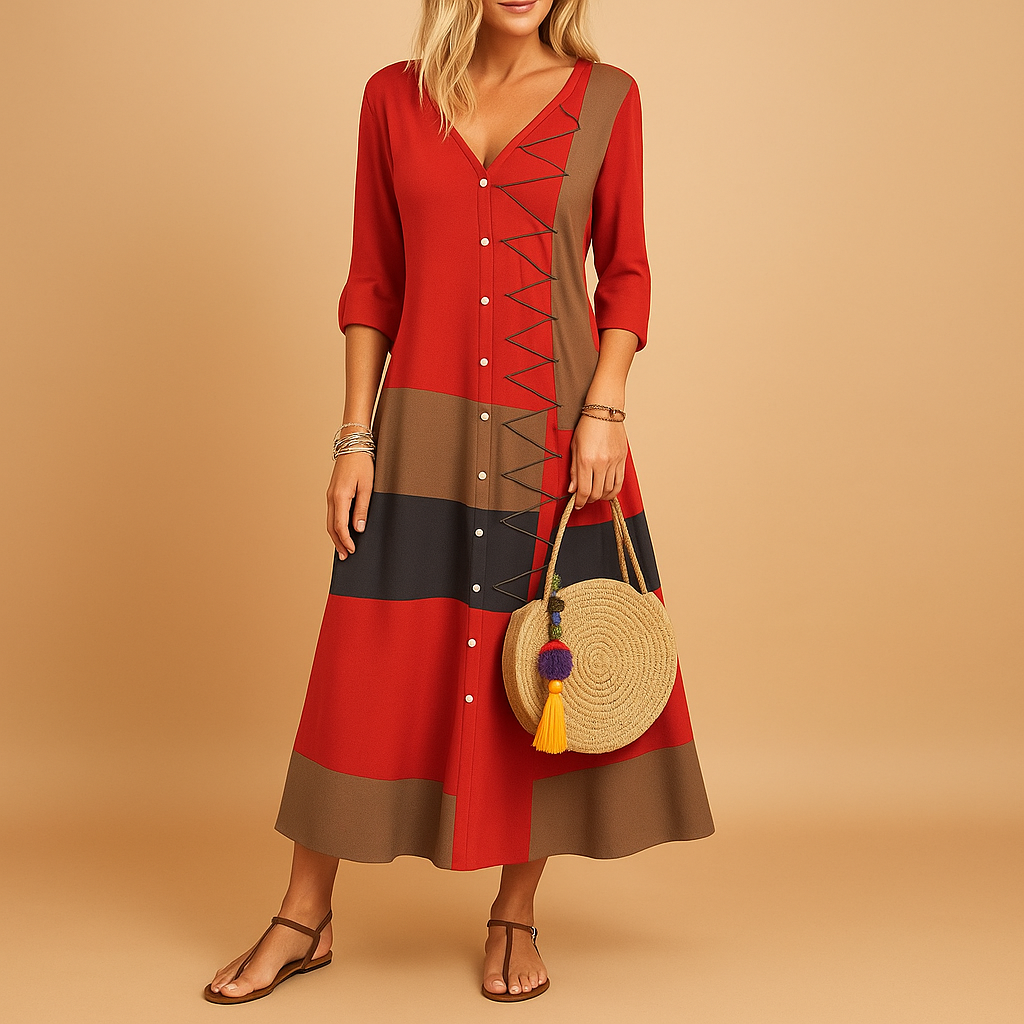 Casual zig-zag midi dress for women | Hazel