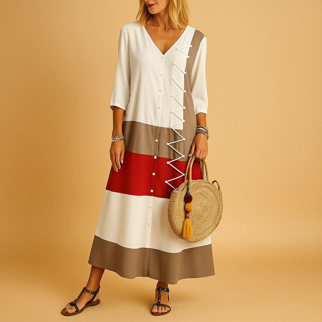 Casual zig-zag midi dress for women | Hazel