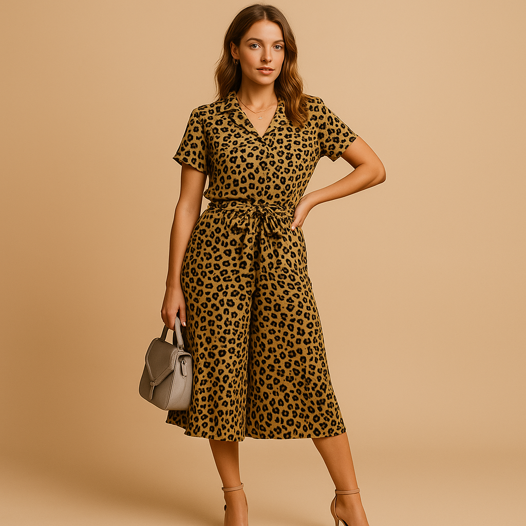 Chic midi dress with short sleeves for women | Eliza