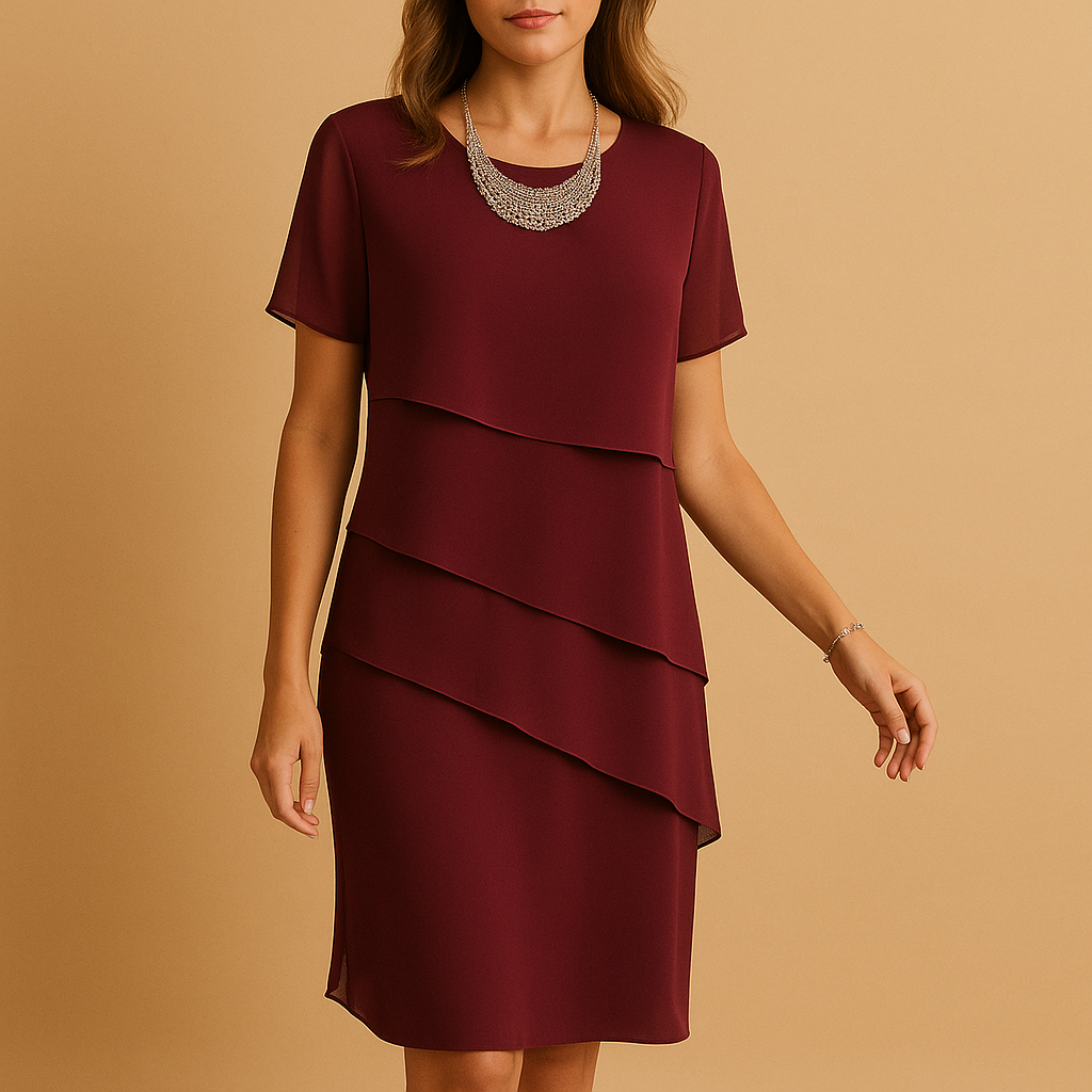 Chiffon layered midi dress for women | Eliana