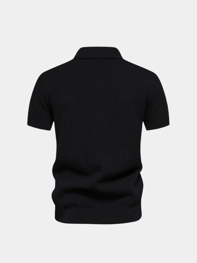 Classic Fit Quarter Zip Business Casual Short Sleeves Polo for Men