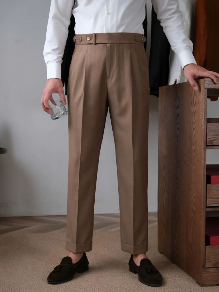 Classic Genova Sidetab Trousers for Men