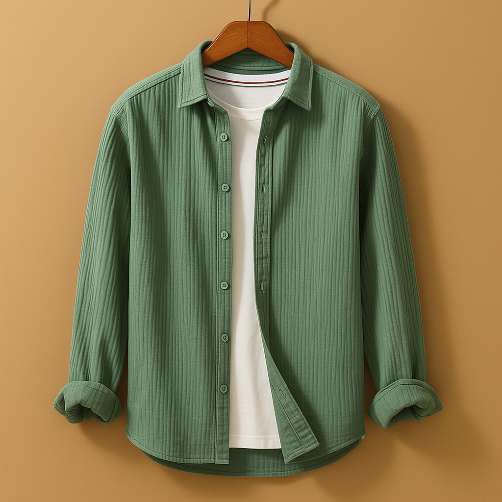 Classic long sleeve button-down shirt with slim fit for men | Oliver