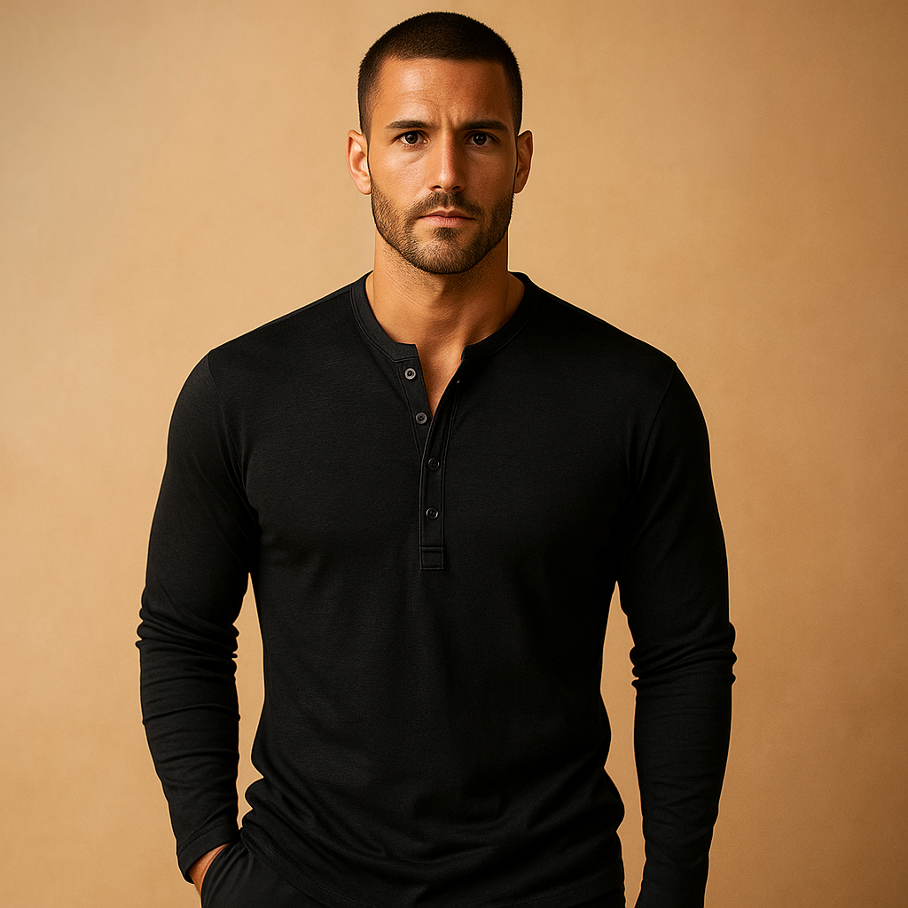 Classic long sleeve button-up shirt with versatile design for men | Julian