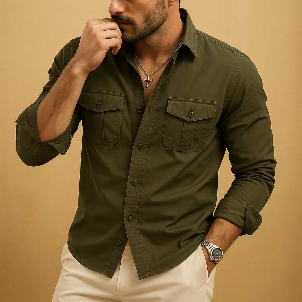 Classic shirt with lapel collar for men | Sebas