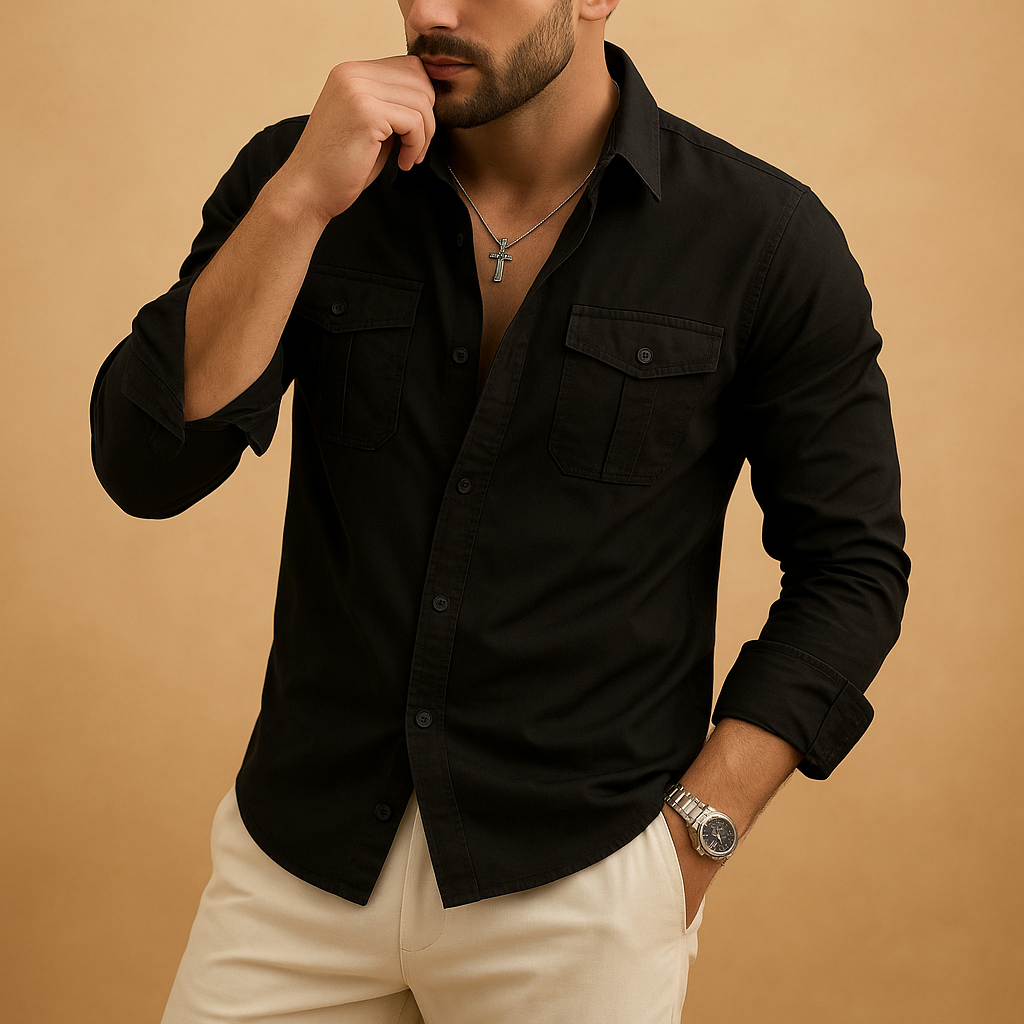 Classic shirt with lapel collar for men | Sebas