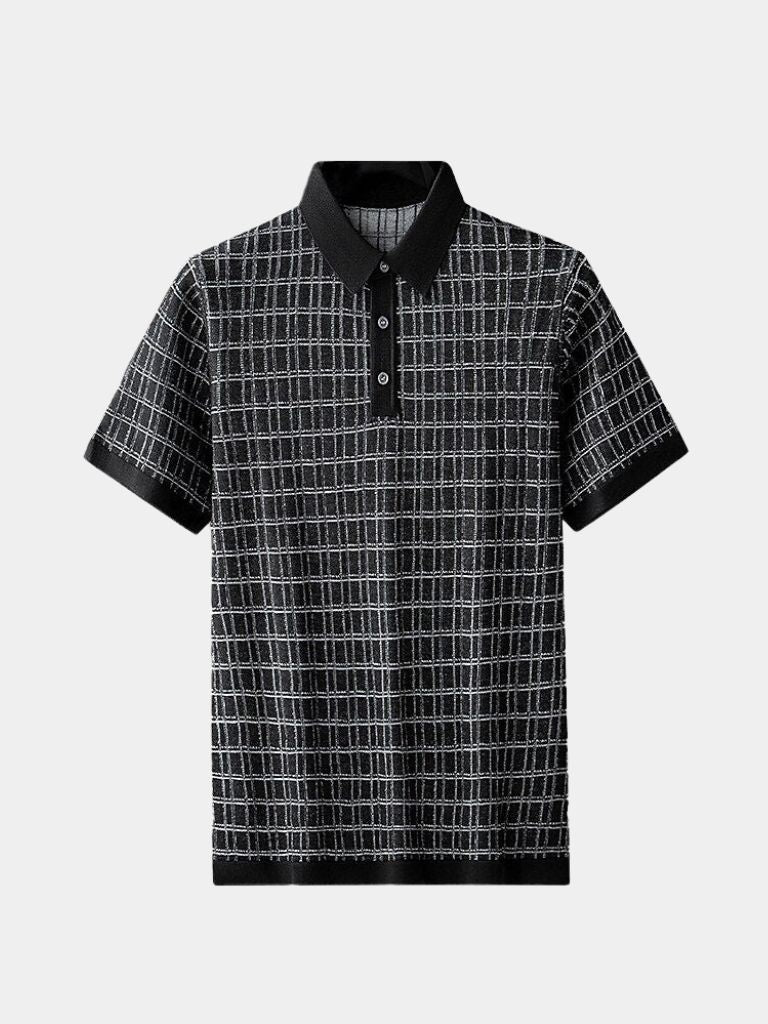 Classic Noir Knit Polo Shirt - Cross & Crown
