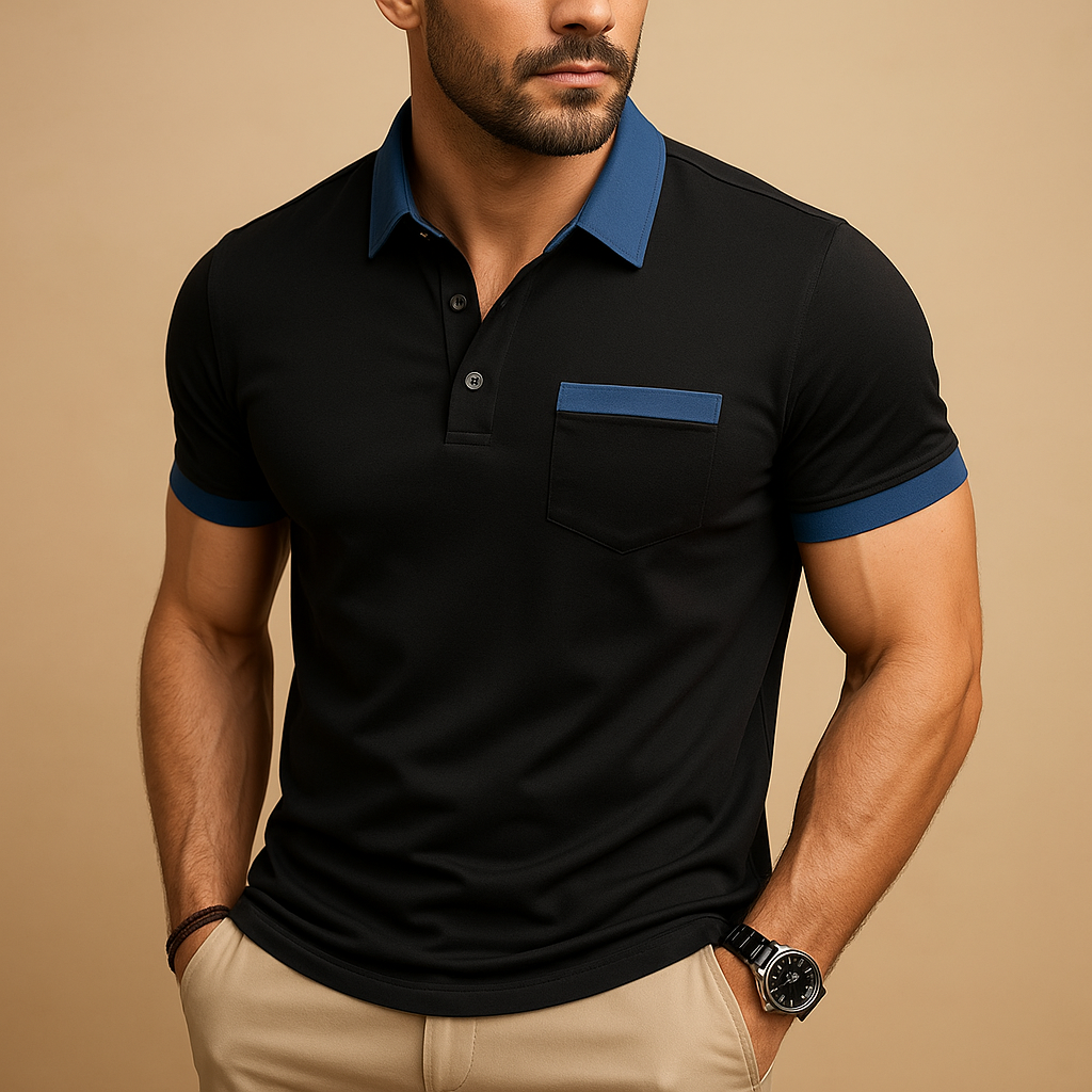 Classic short sleeve polo shirt with button closure for men | Victor