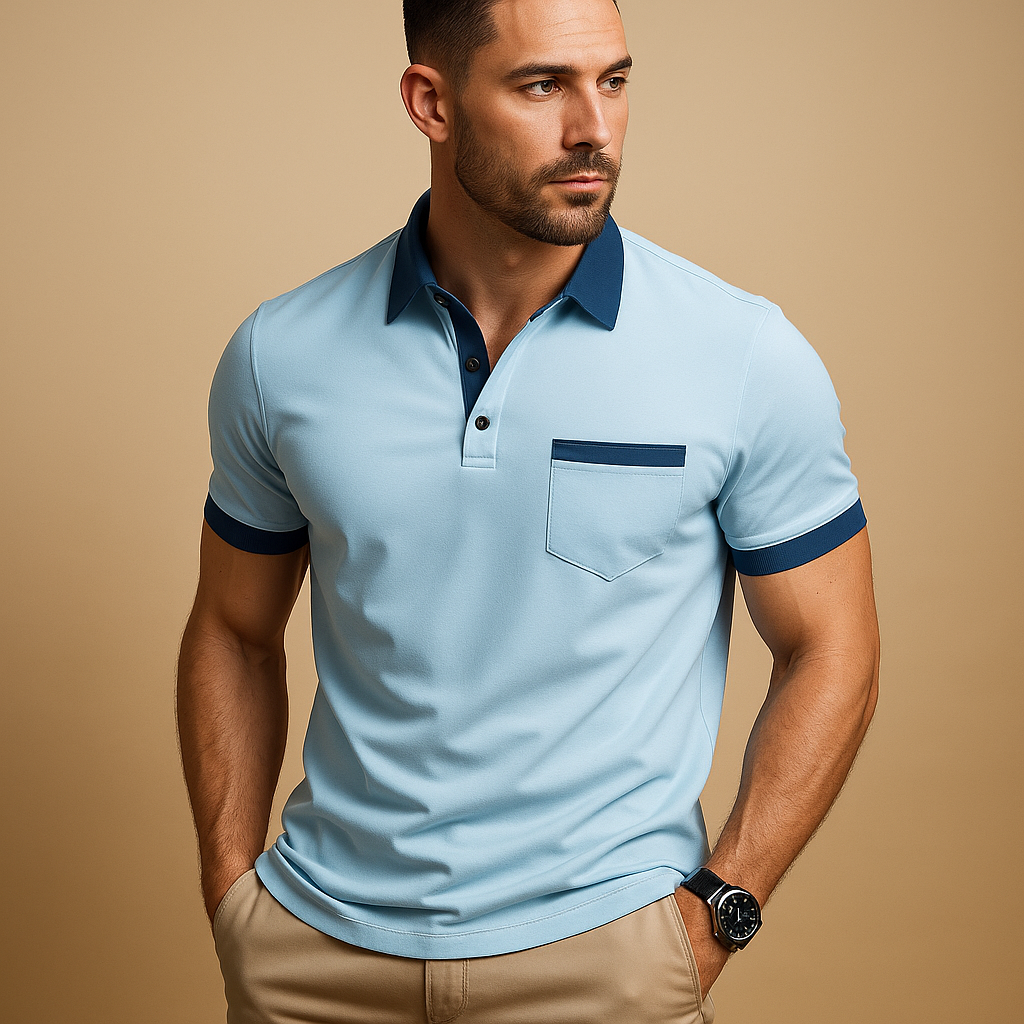 Classic short sleeve polo shirt with button closure for men | Victor