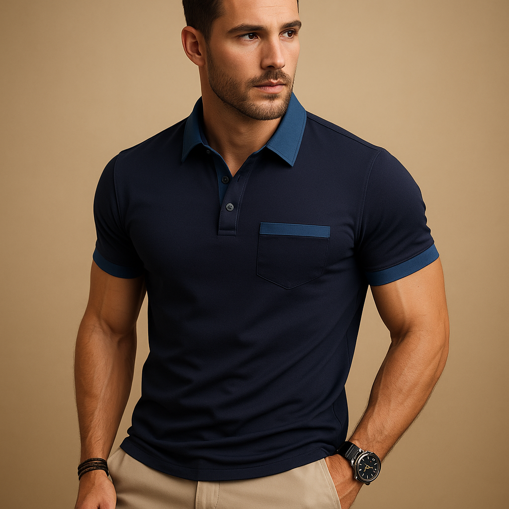 Classic short sleeve polo shirt with button closure for men | Victor