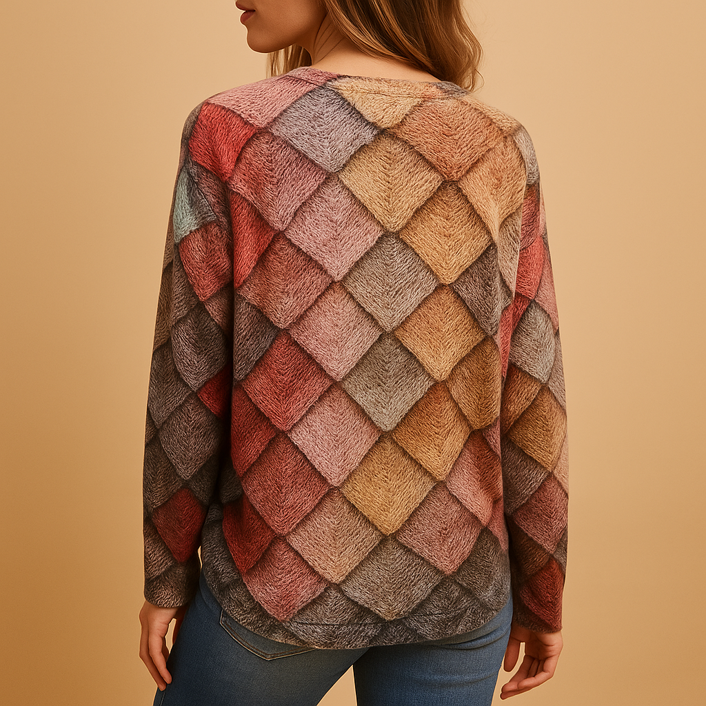 Colorful printed knit sweater for women | Ruby