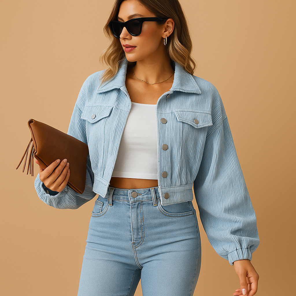 Corduroy cropped jacket for women | Felicity