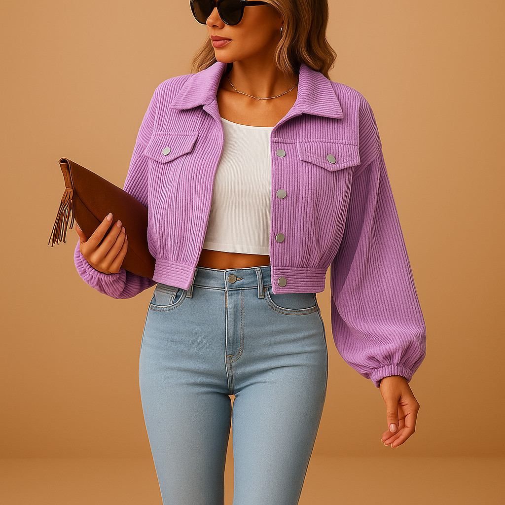 Corduroy cropped jacket for women | Felicity