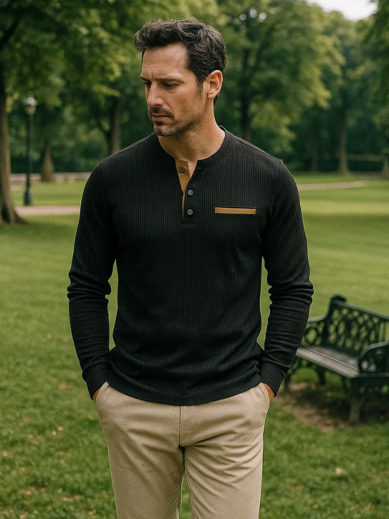 Corduroy Long Sleeve T-Shirt for Men