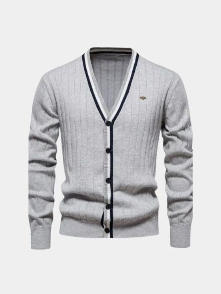 Cotton Button-Up Cardigan Sweater for Men