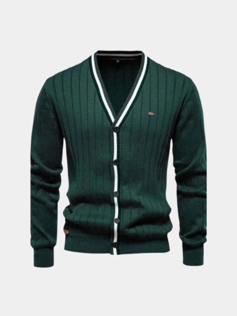 Cotton Button-Up Cardigan Sweater for Men