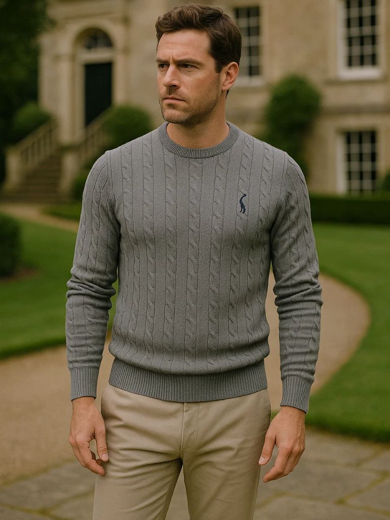 Cotton  Crew Neck Pullover Sweater for Men