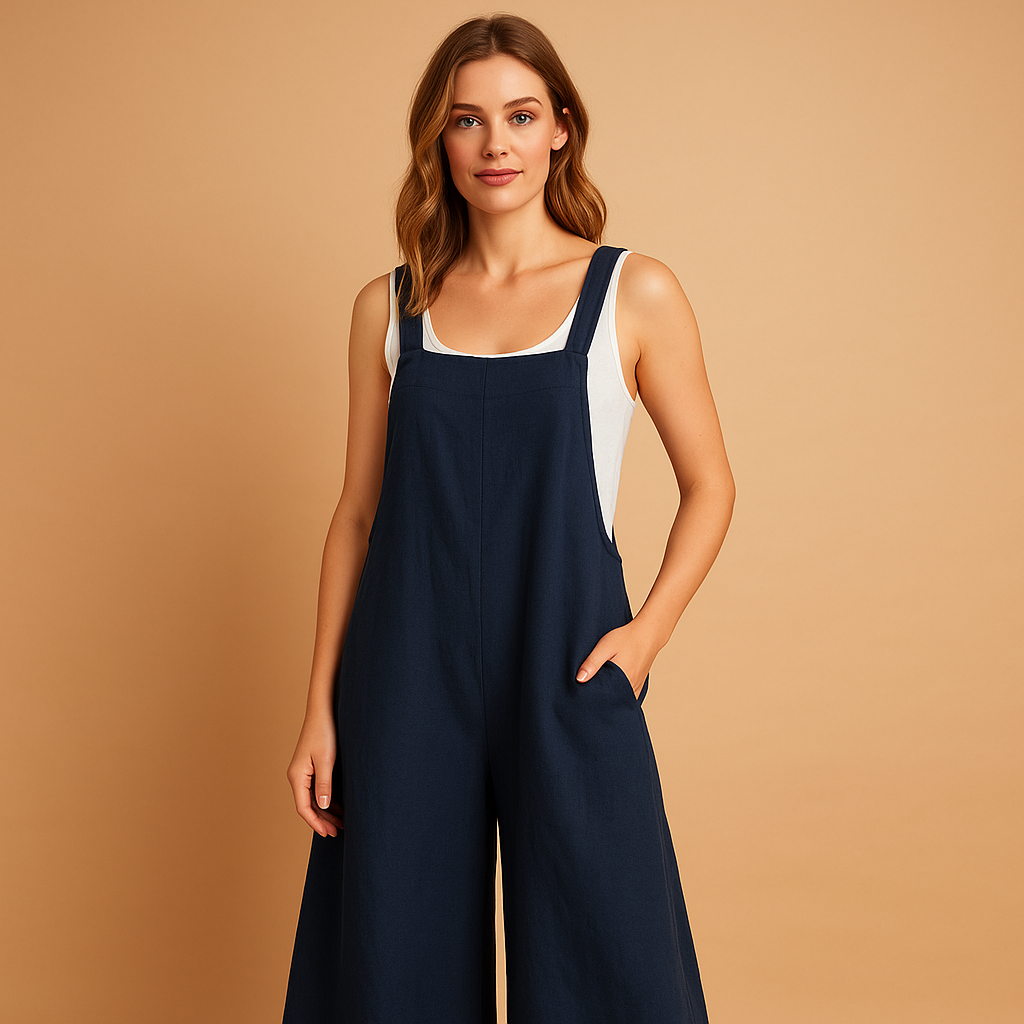 Cotton-linen wide-leg summer jumpsuit for women | Isla