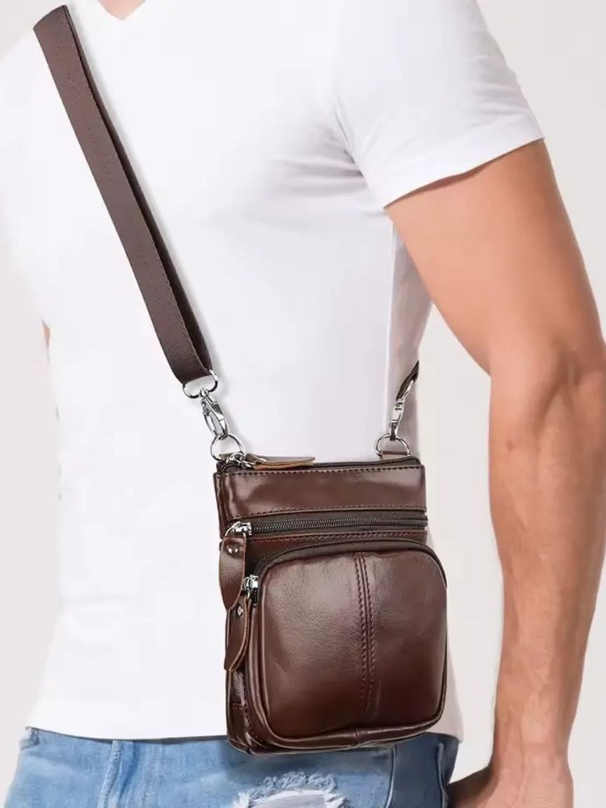 Crossbody Leather Shoulder Bag for Men