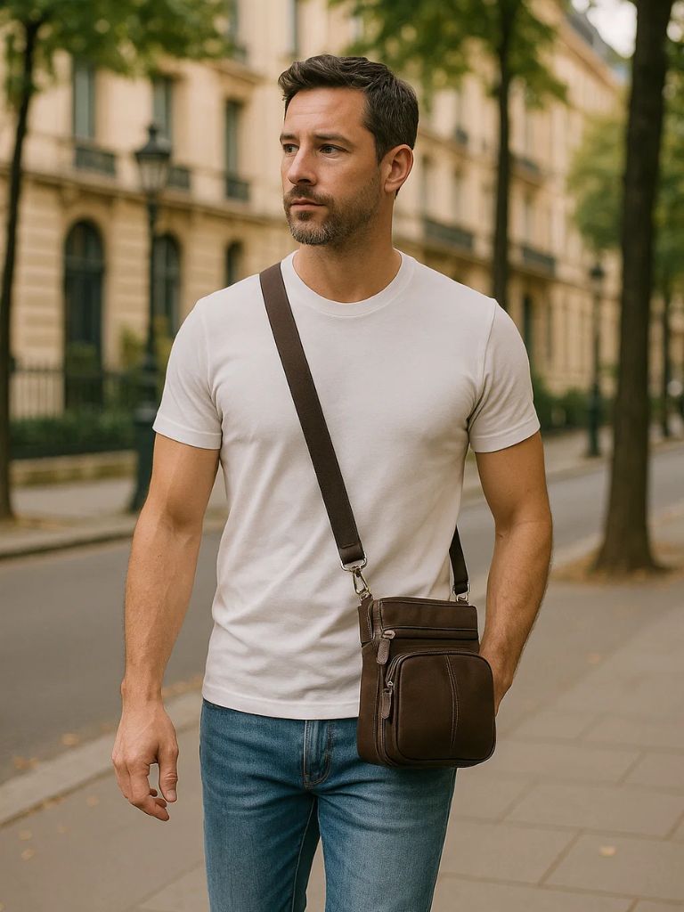 Crossbody Leather Shoulder Bag for Men