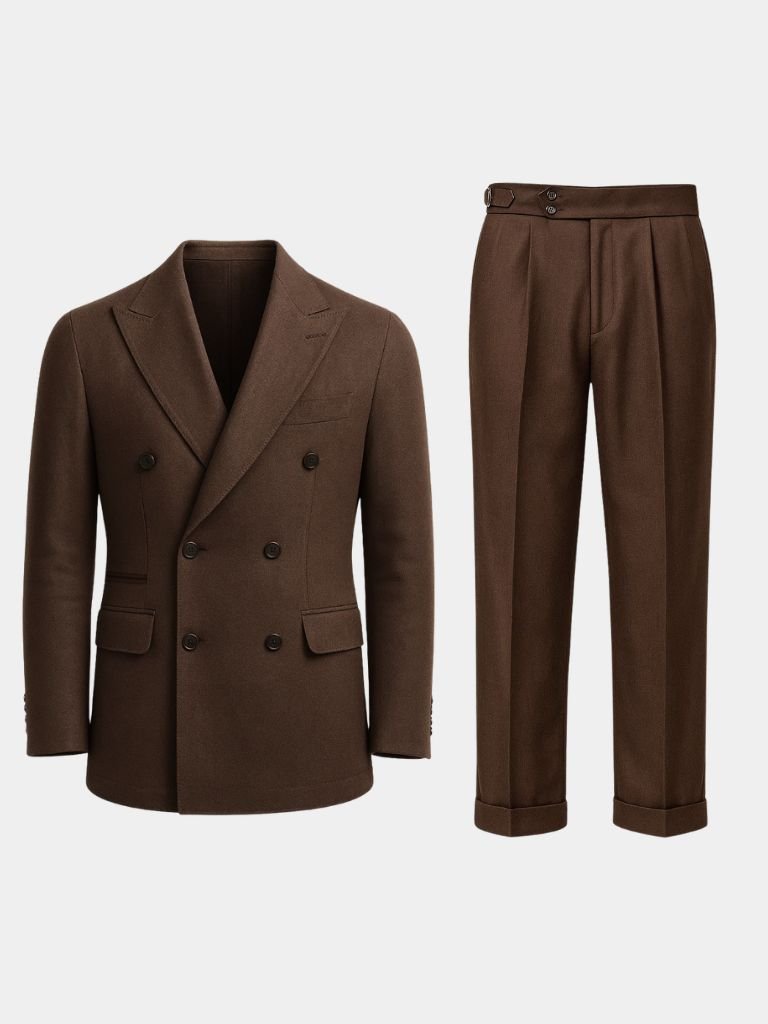 Dark Brown Garbadine Suit for Men