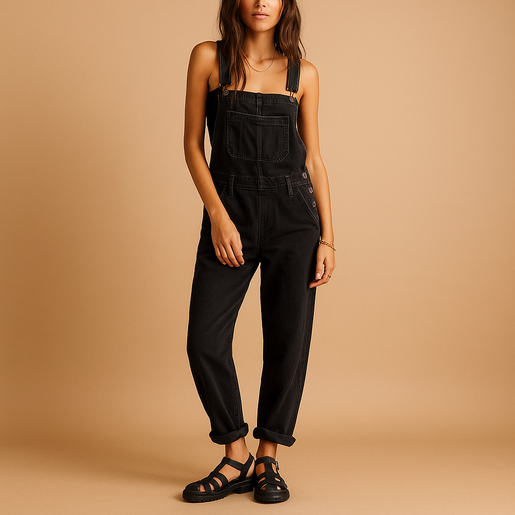 Denim dungaree with adjustable straps for women | Harper