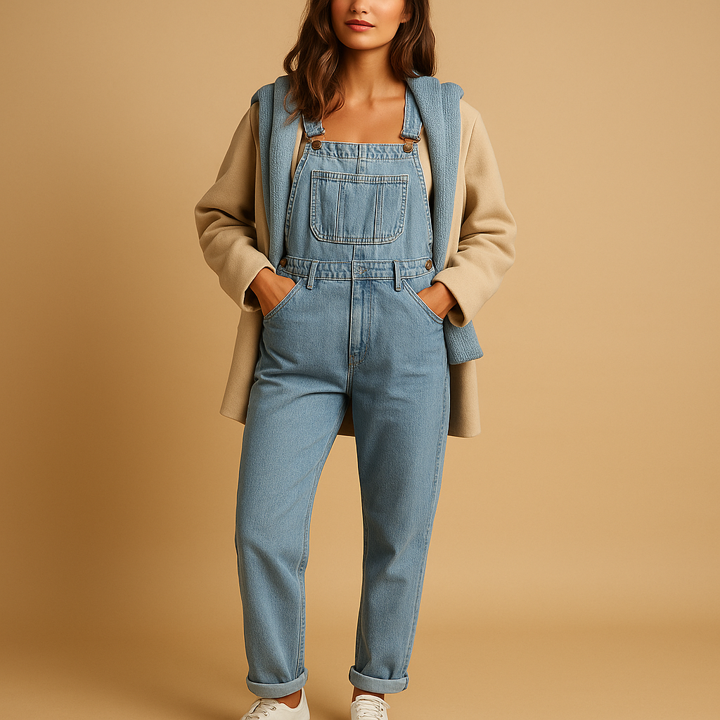 Denim dungaree with adjustable straps for women | Harper