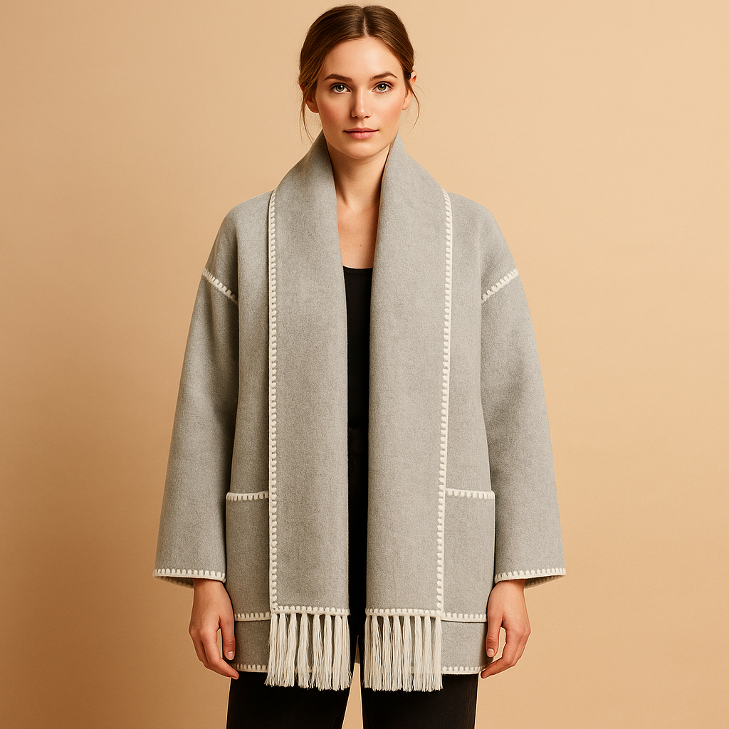 Elegant belted winter coat with scarf for women | Latrice