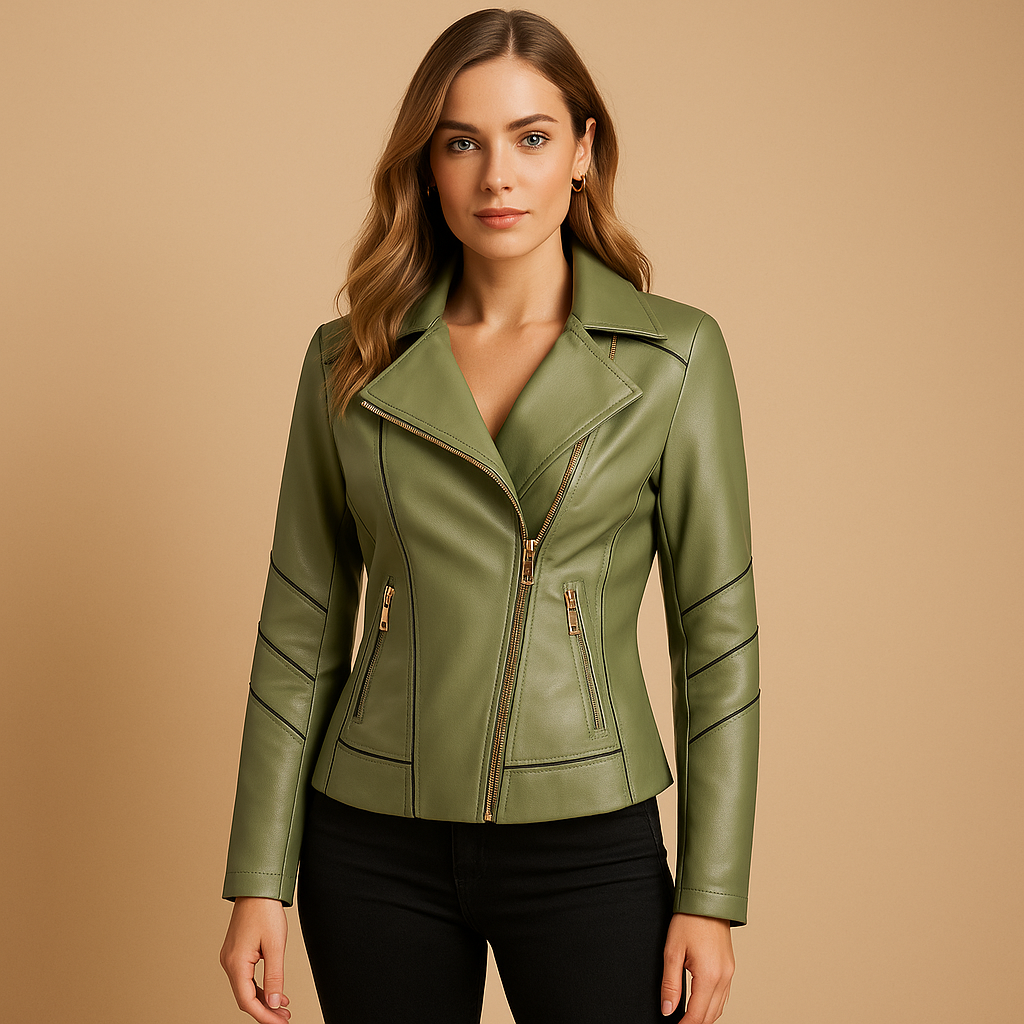 Elegant faux leather jacket for women | Hannie