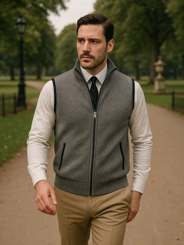 Elegant Full-Zip Sweater Vest for Men