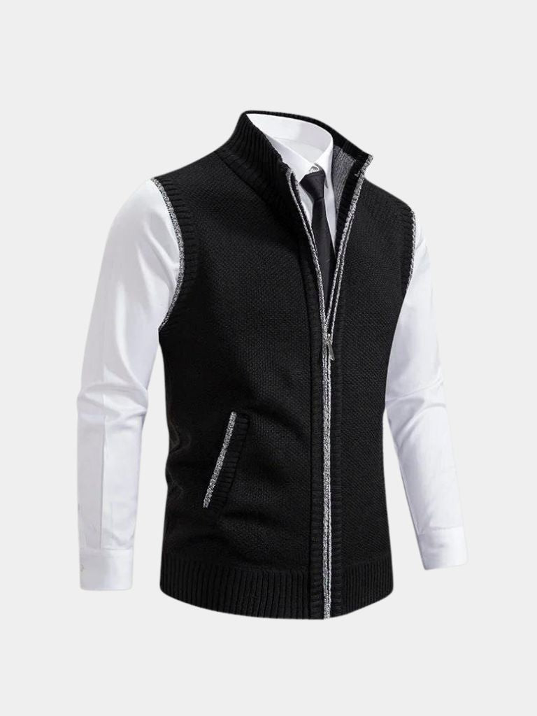 Elegant Full-Zip Sweater Vest for Men