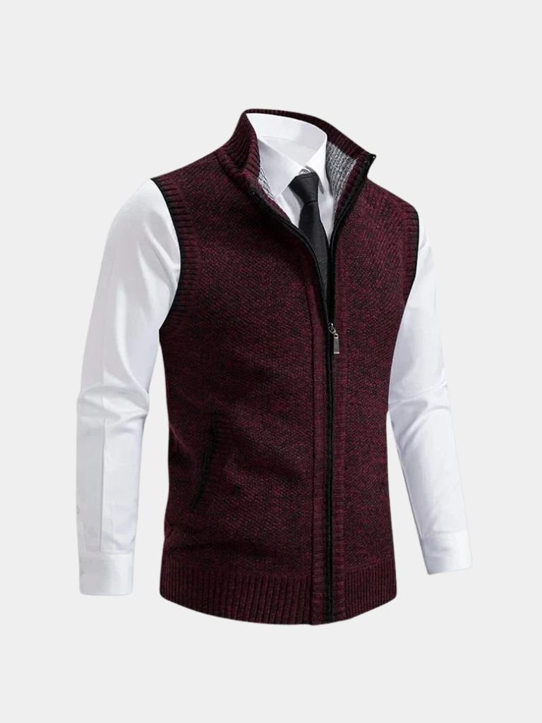 Elegant Full-Zip Sweater Vest for Men