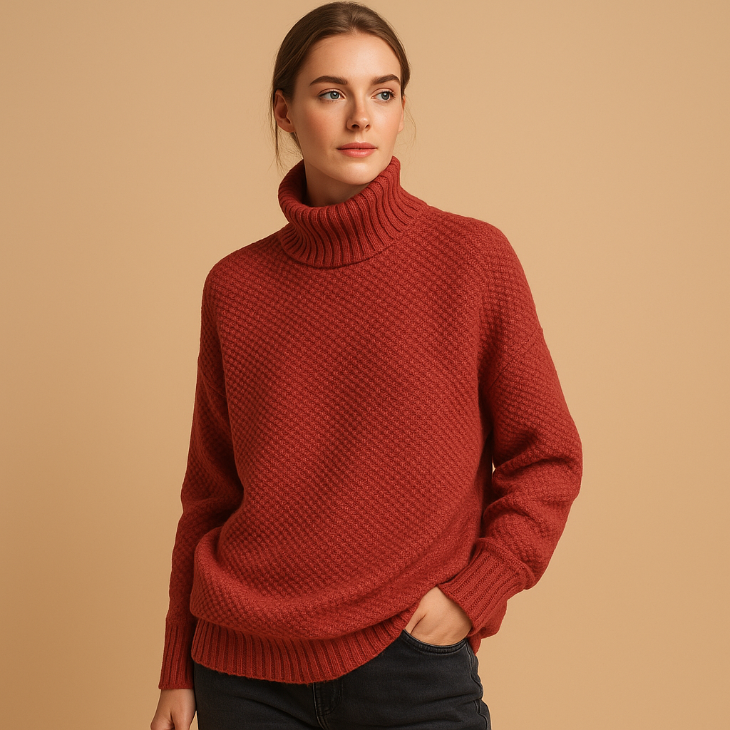 Elegant knitted turtleneck sweater for women | Theodora