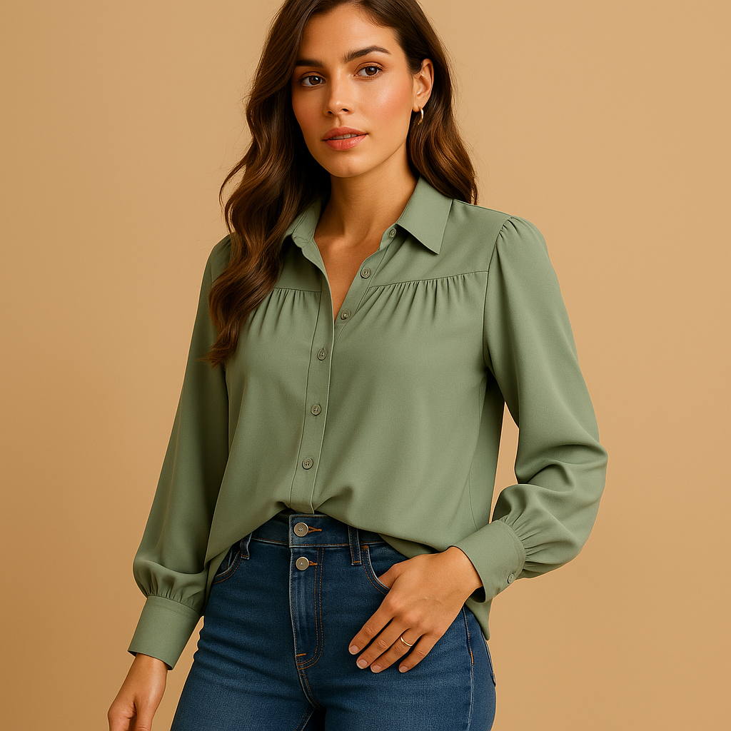 Elegant lantern sleeve blouse for women | Clara
